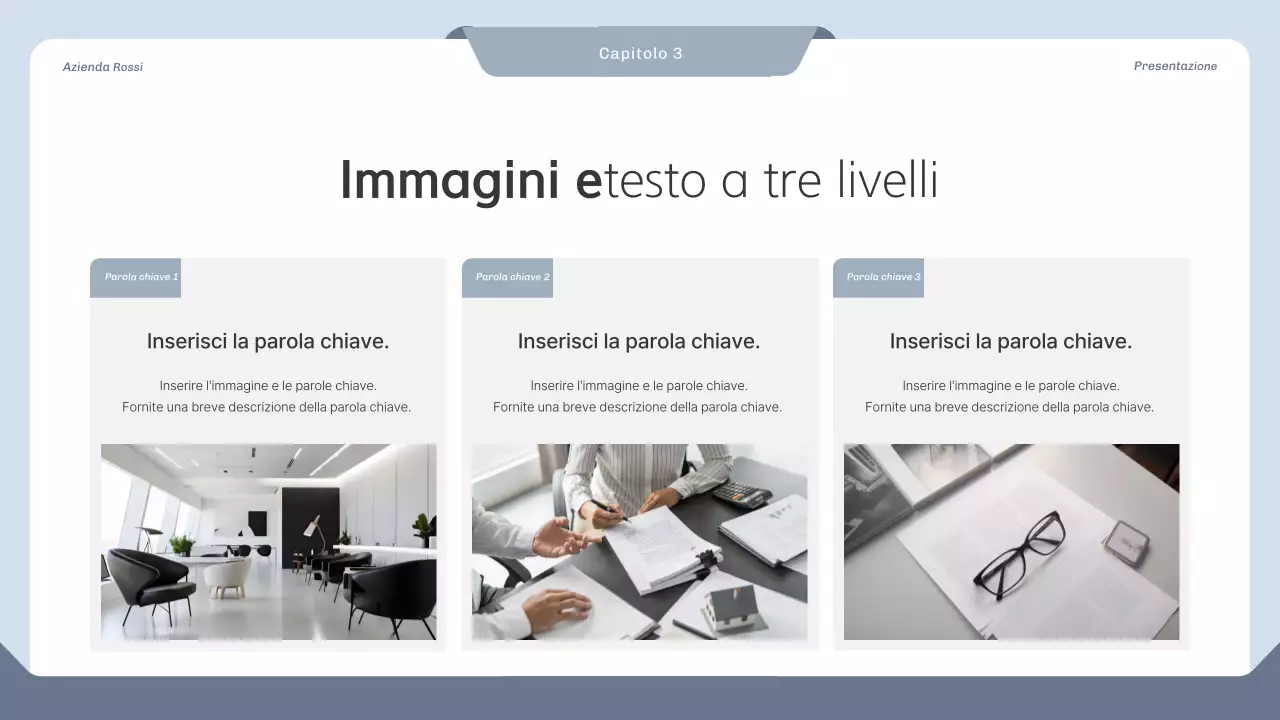 Proposta di progetto pulita in blu e grigio