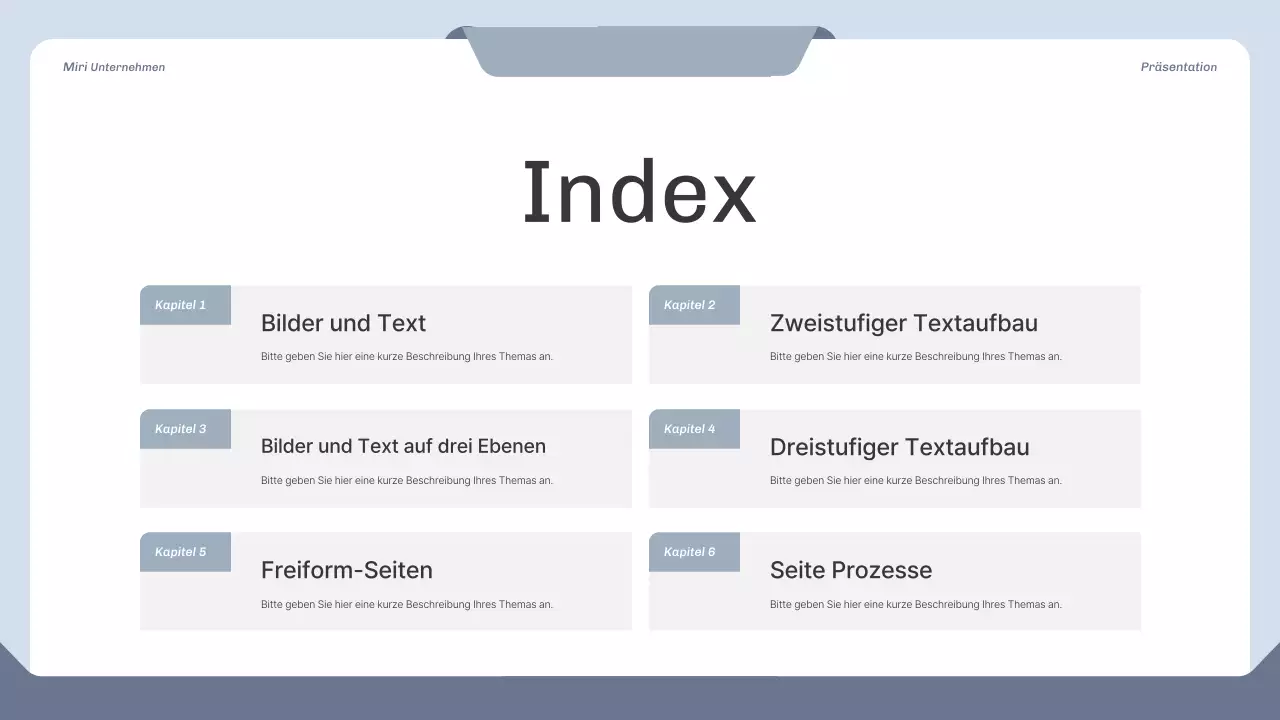 Sauberer Projektvorschlag in Blau und Grau