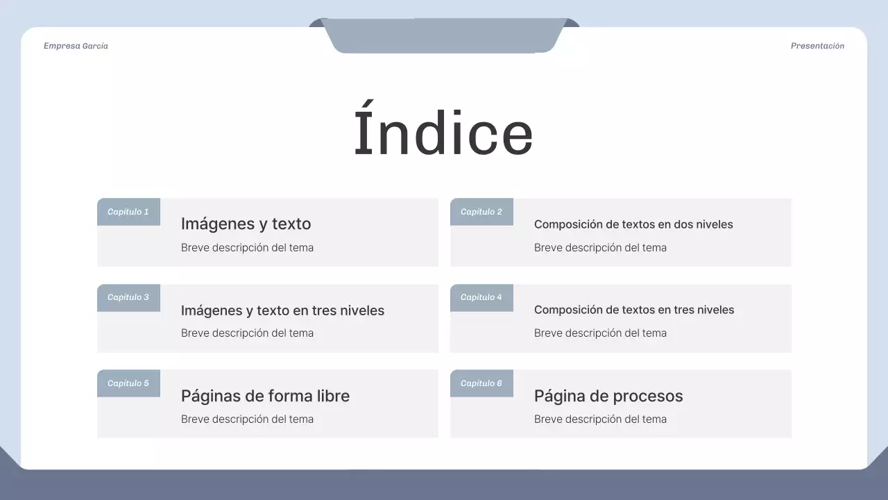 Propuesta de proyecto limpia en azul y gris