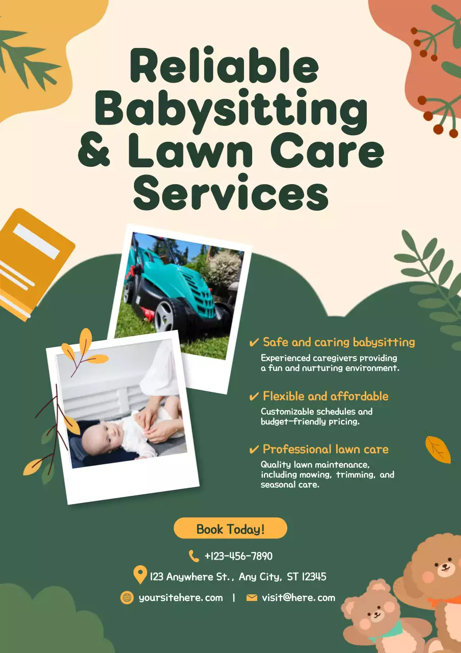 Green Modern Babysitting Promotion Poster