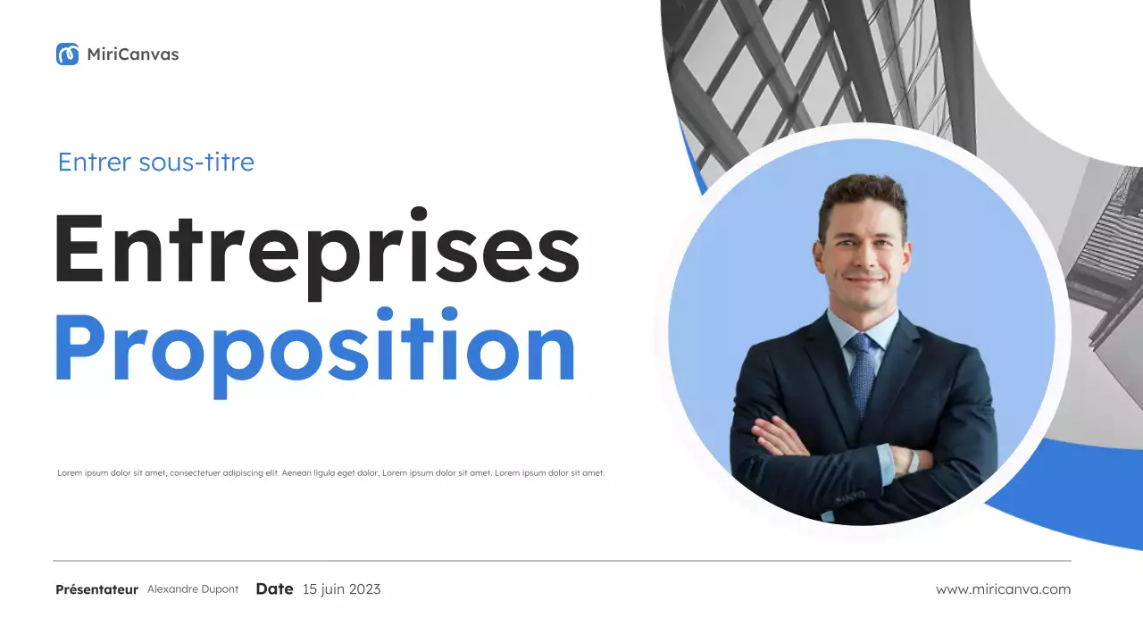 Présentation de la proposition commerciale moderne bleue