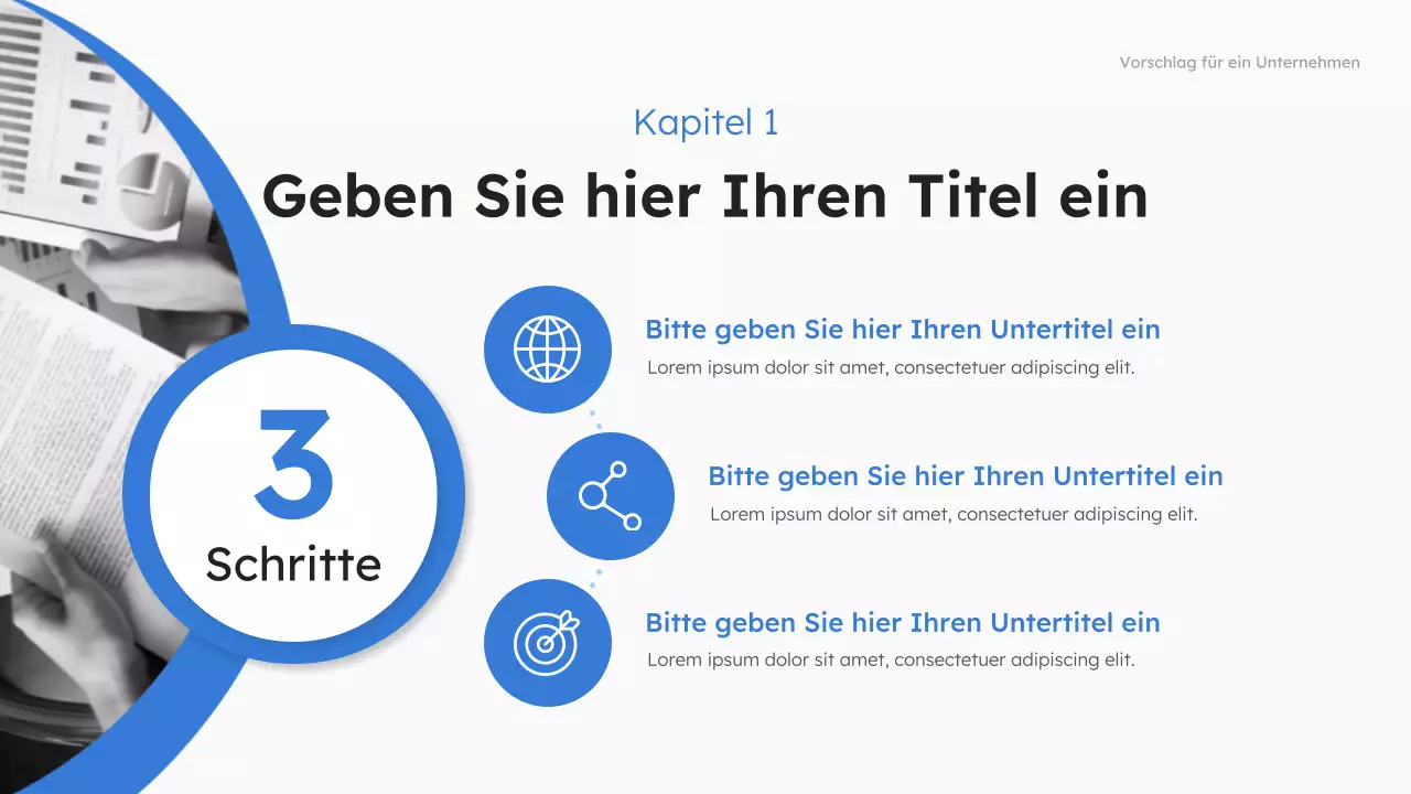 Blauer moderner Geschäftsvorschlag Präsentation