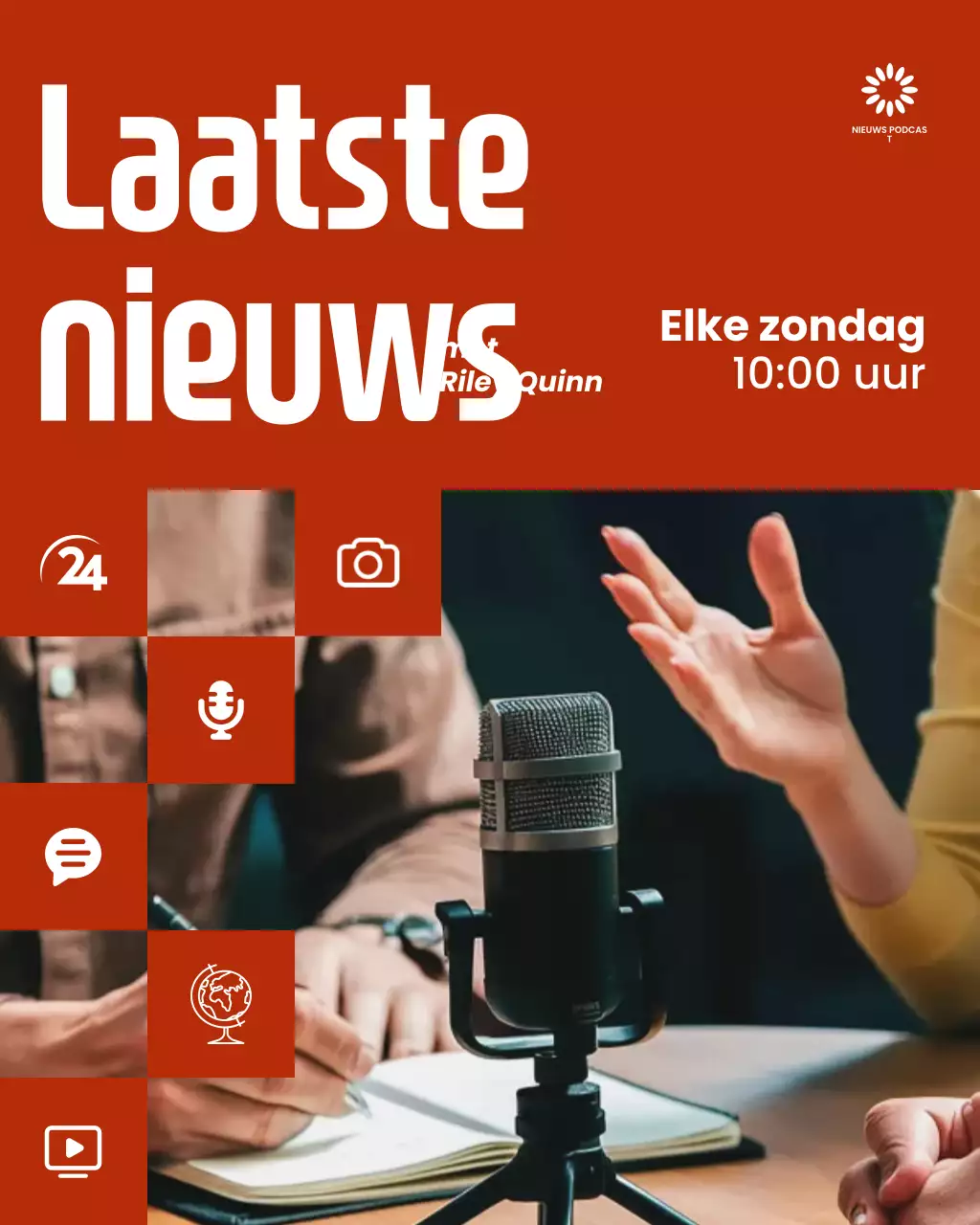 Orange and White Nieuwsbriefing Podcast Instagram-bericht