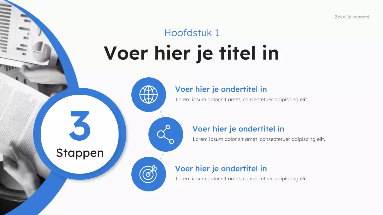Presentatie van een blauw modern bedrijfsvoorstel