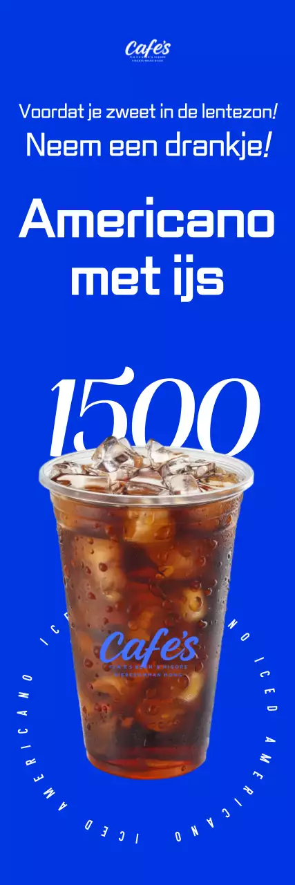 Blauwe moderne koffie-advertentie