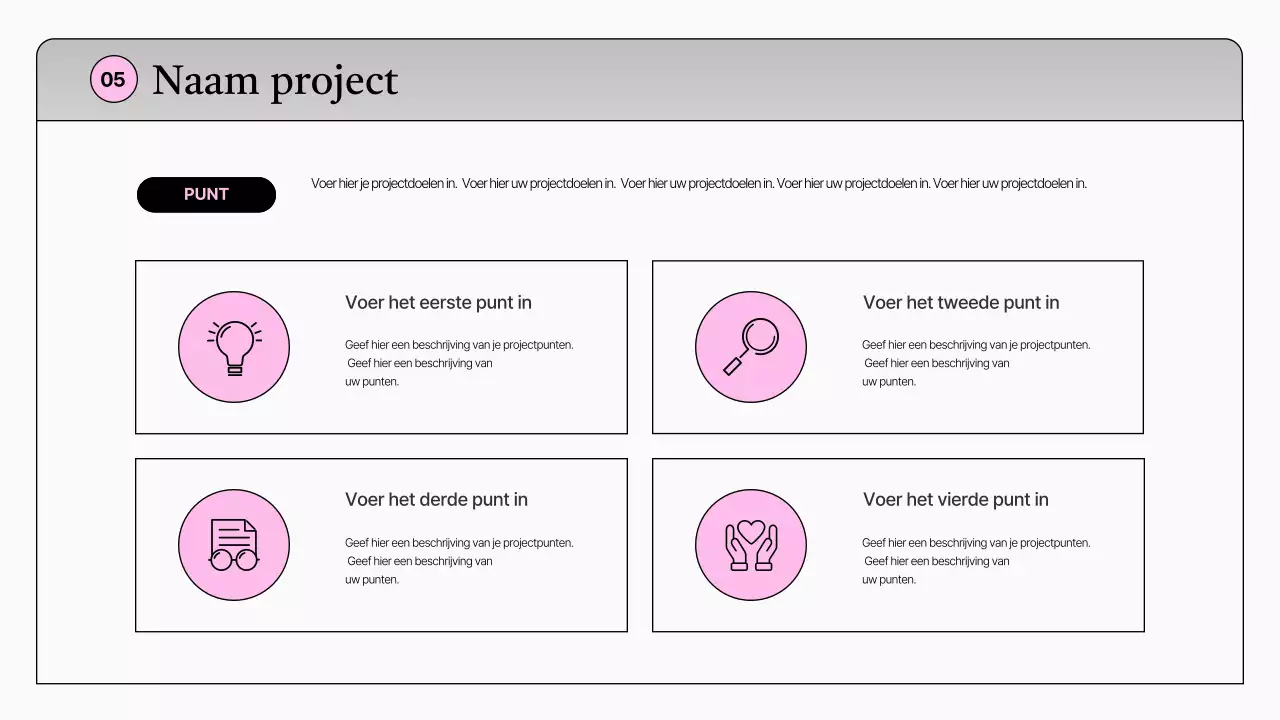 Eenvoudige witte en roze marketeerportfolio