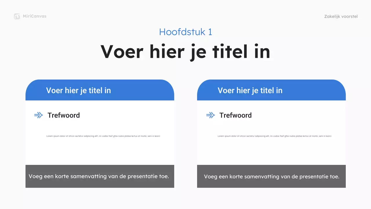 Presentatie van een blauw modern bedrijfsvoorstel