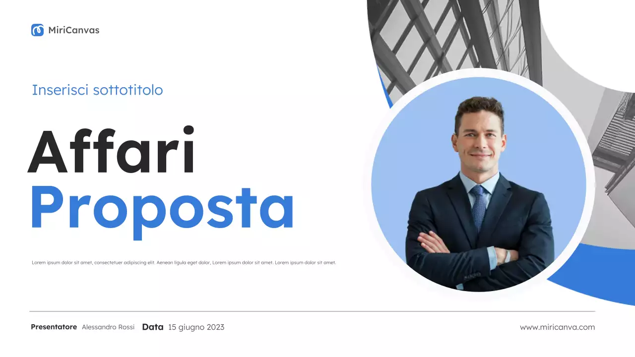 Presentazione della proposta commerciale moderna blu