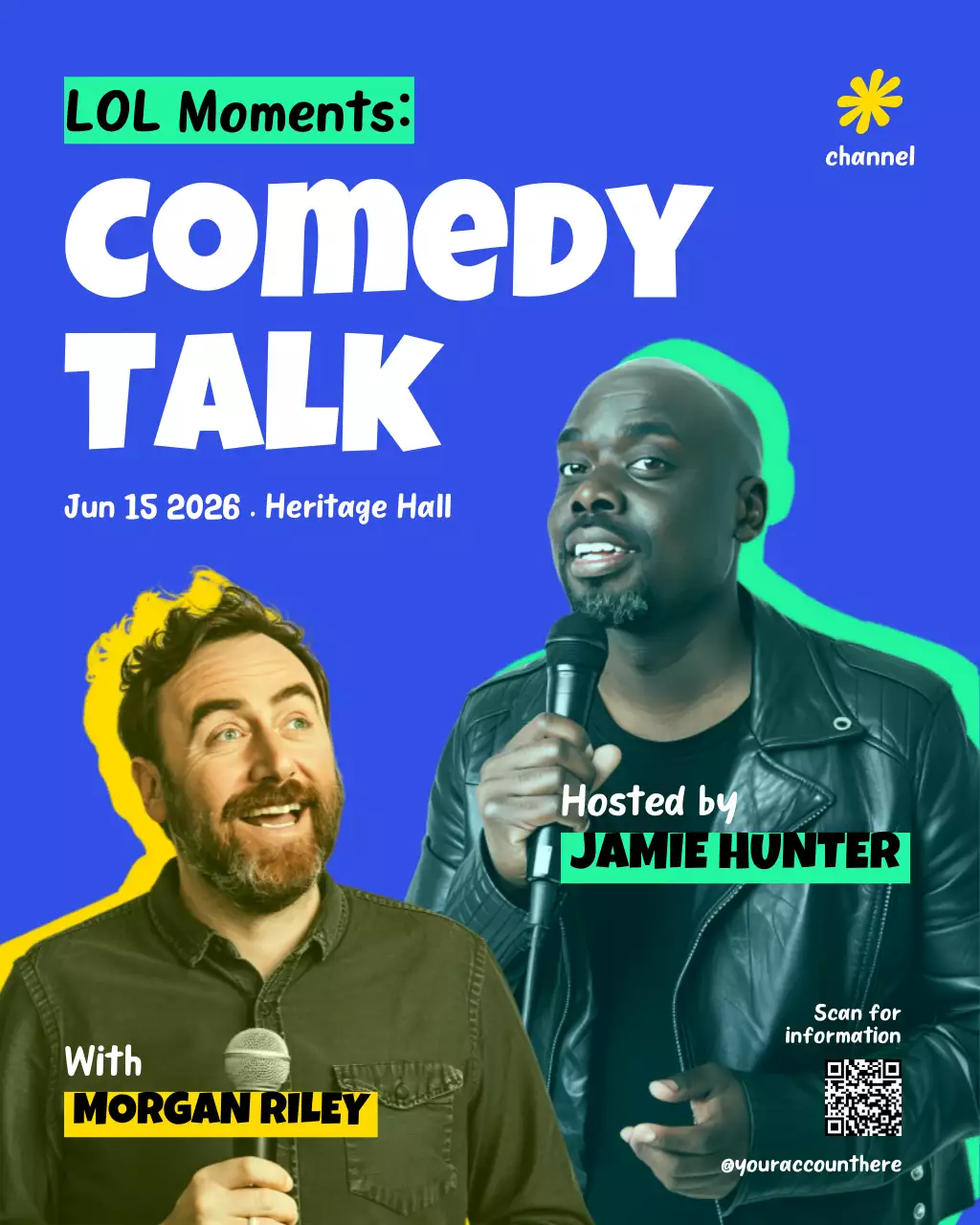 Blue Retro Comedy Event Instagram Post