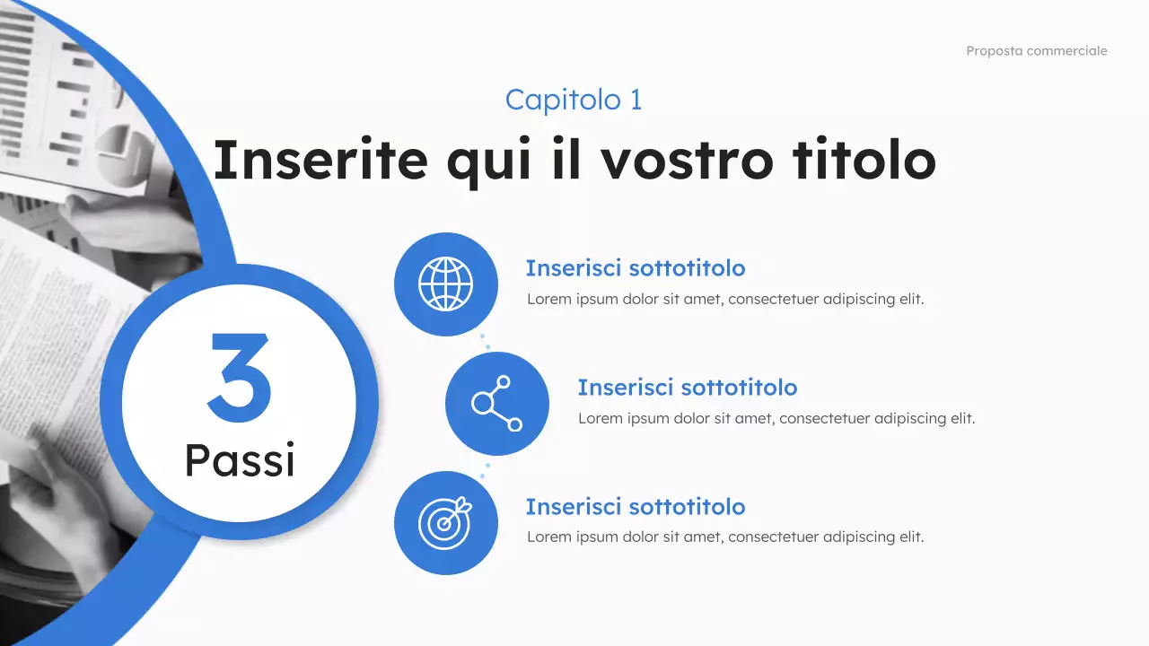 Presentazione della proposta commerciale moderna blu