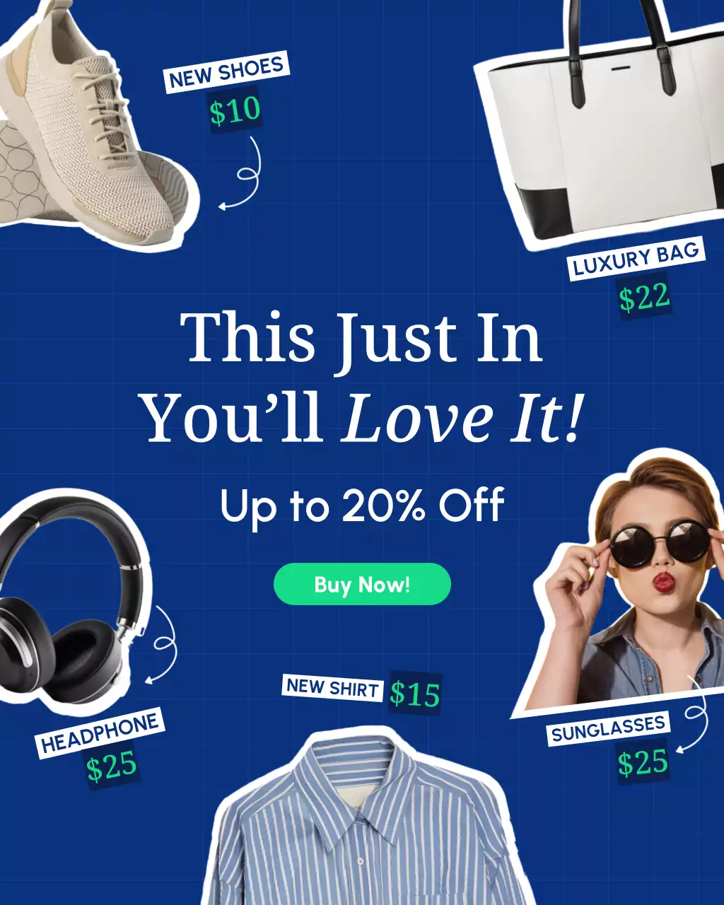 Blue Trendy Fashion Promotion Instagram Post