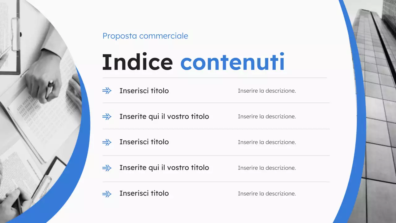 Presentazione della proposta commerciale moderna blu