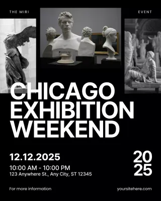 Black and White Art Exhibition Event Announcement Instagram Post