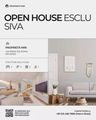 Post Instagram Open House grigio e nero