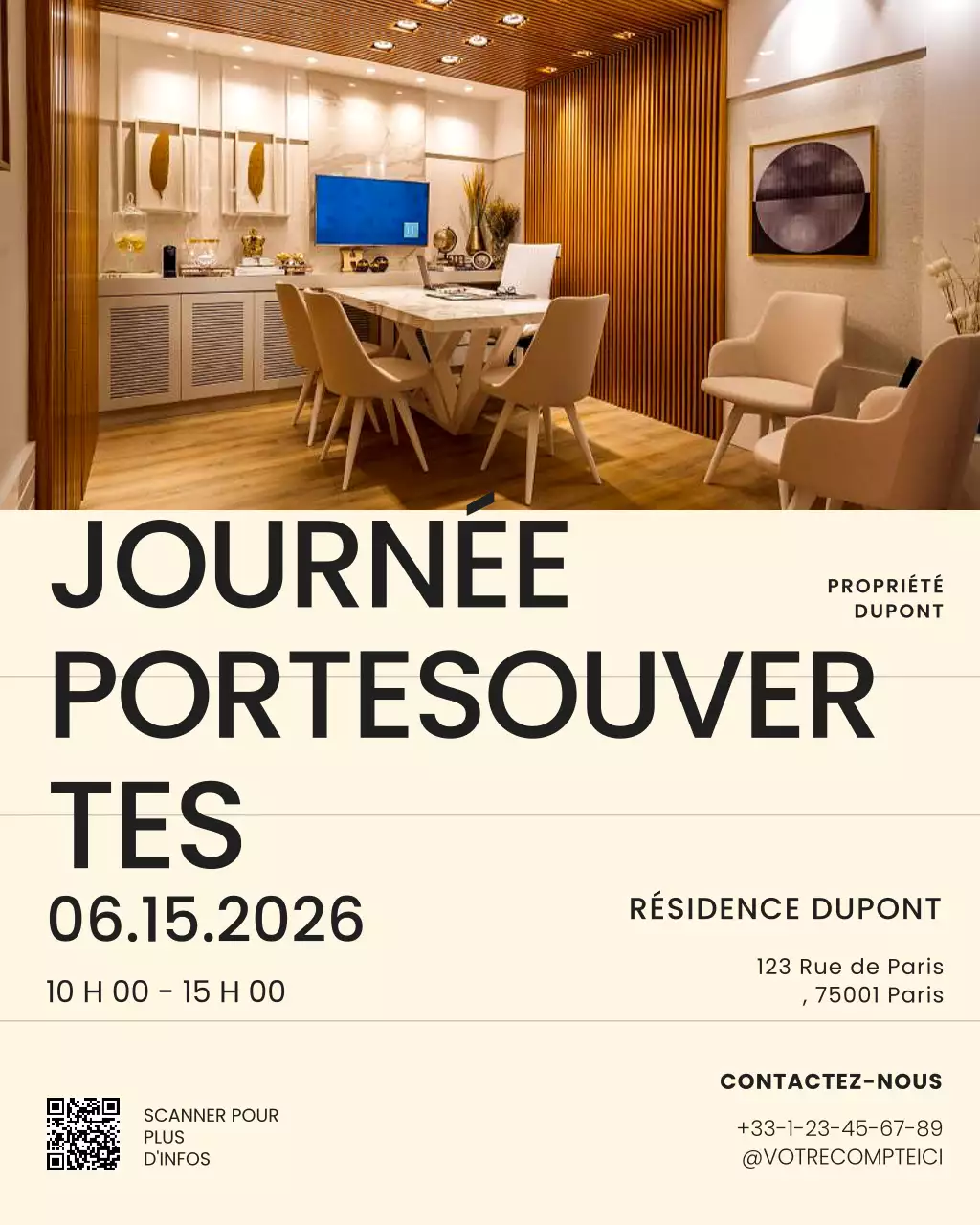 Publication Instagram d'annonces immobilières crème et marron