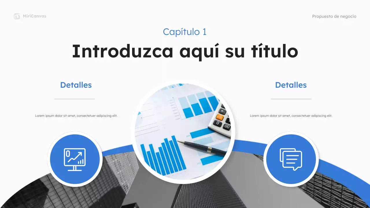 Presentación de propuesta empresarial moderna en azul