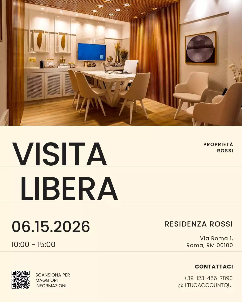 Post Instagram con annuncio immobiliare color crema e marrone