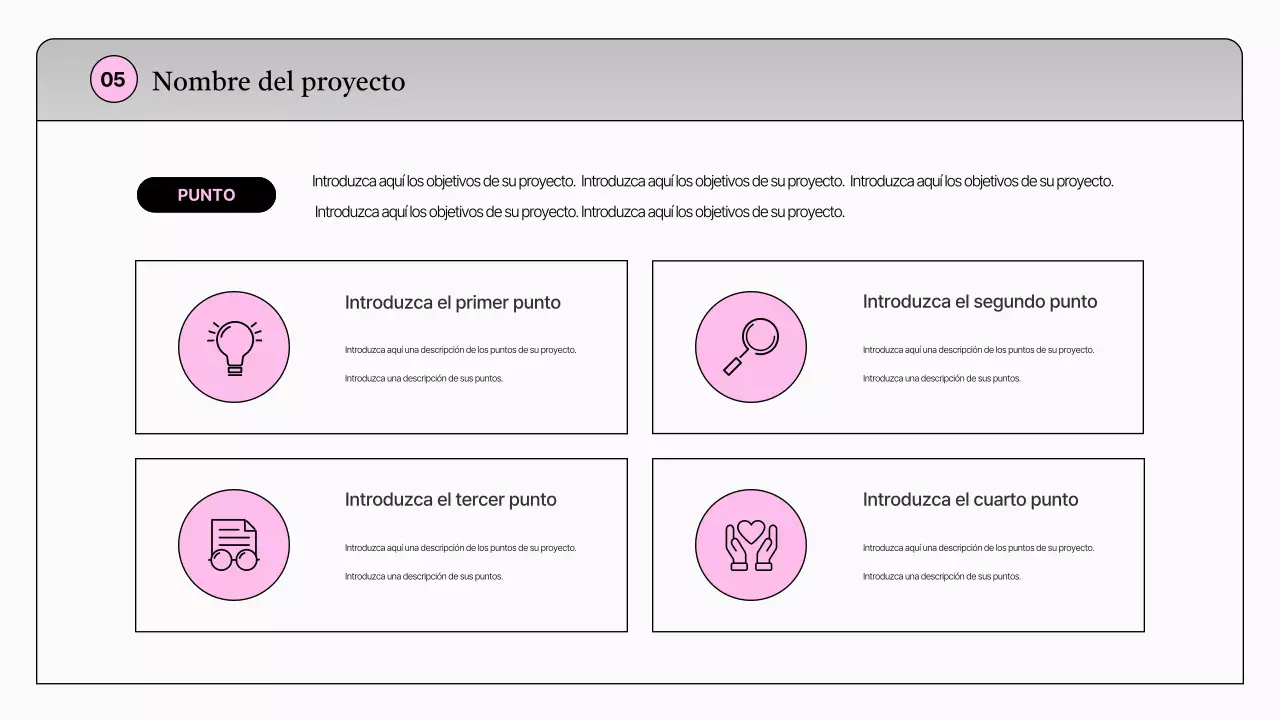 Portafolio de marketing simple en blanco y rosa
