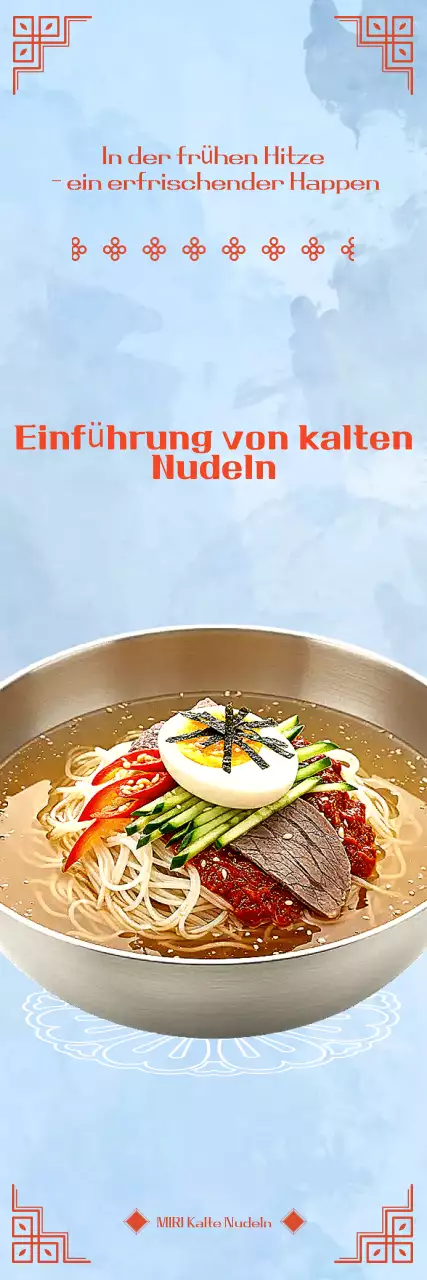Himmelblaue Werbung für traditionelle Lebensmittel