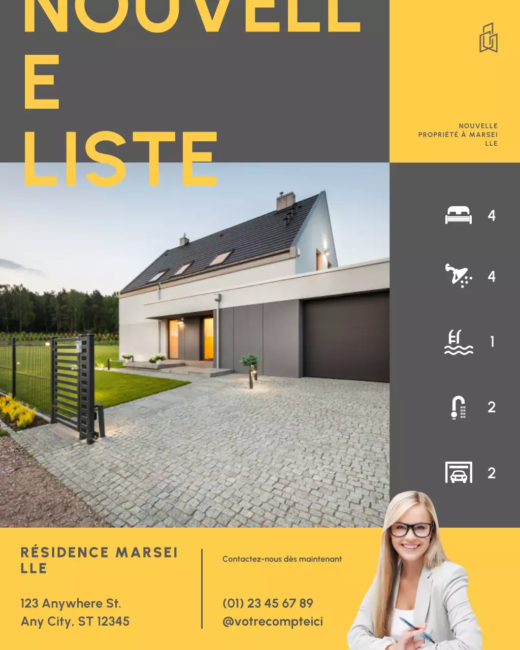 Publication Instagram d'annonces immobilières en noir et blanc