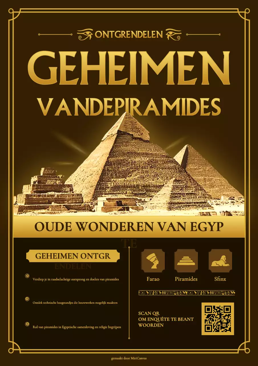 Gouden Vintage Piramiden Enquête Kennisgeving Poster