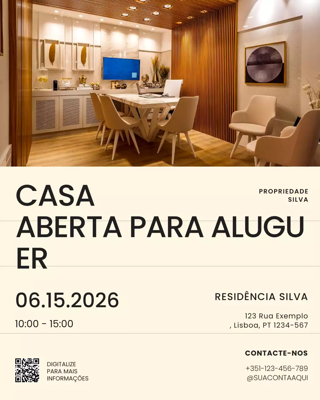 Postagem do Instagram sobre listagem imobiliária em creme e marrom