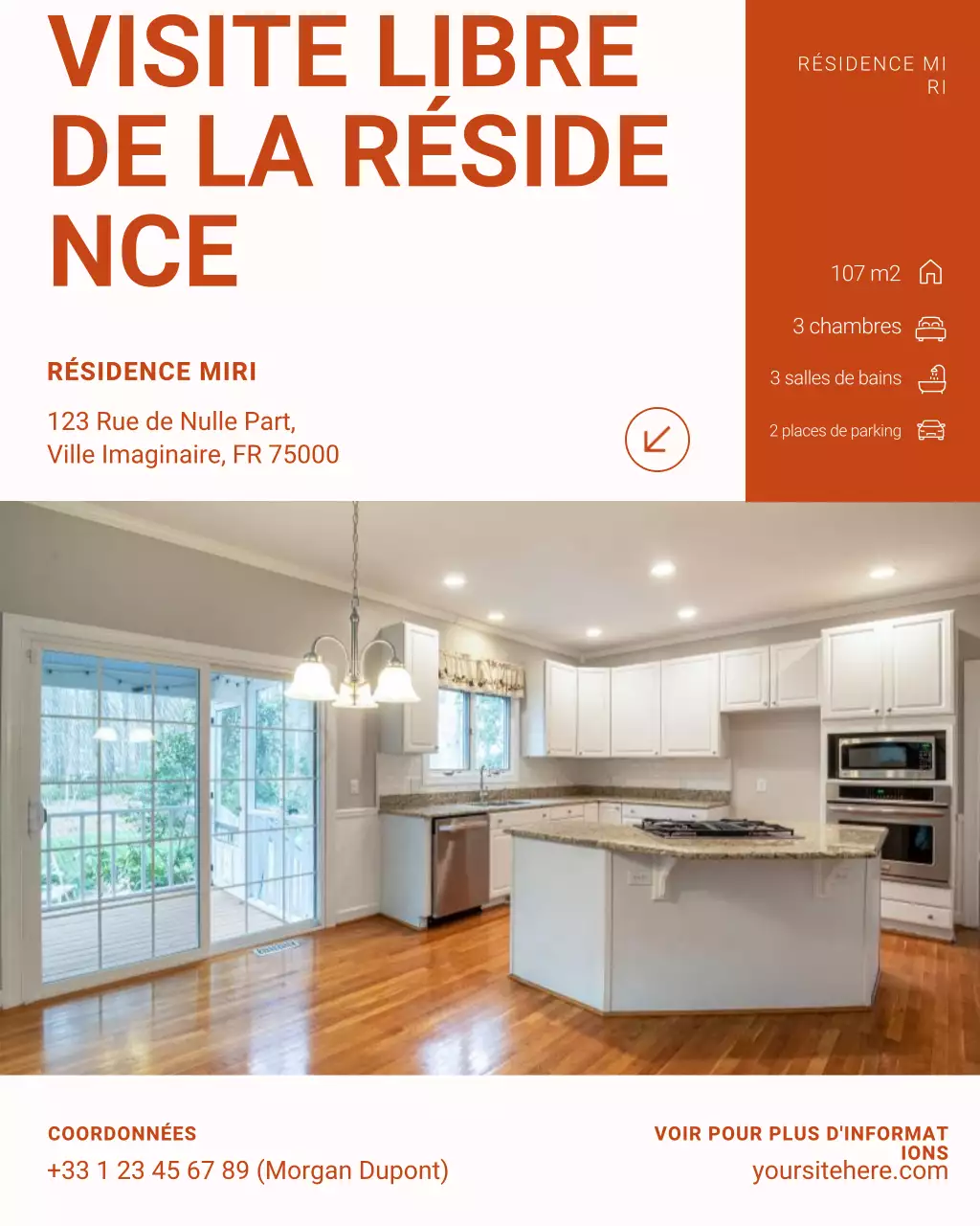 Publication Instagram de la nouvelle annonce de la journée portes ouvertes blanche et orange