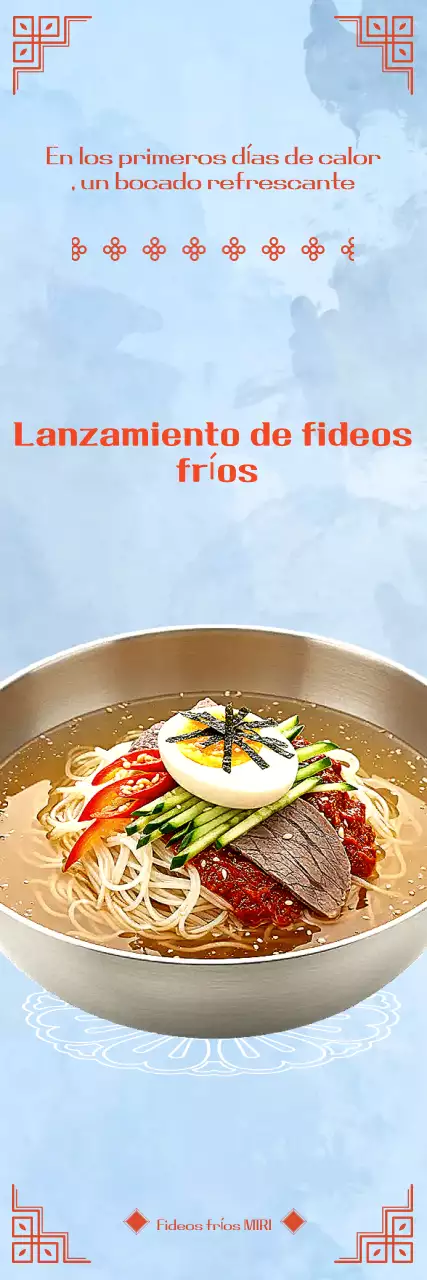 Anuncio de comida tradicional azul cielo