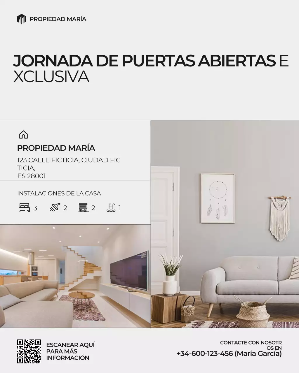 Publicación de Instagram de la jornada de puertas abiertas en gris y negro