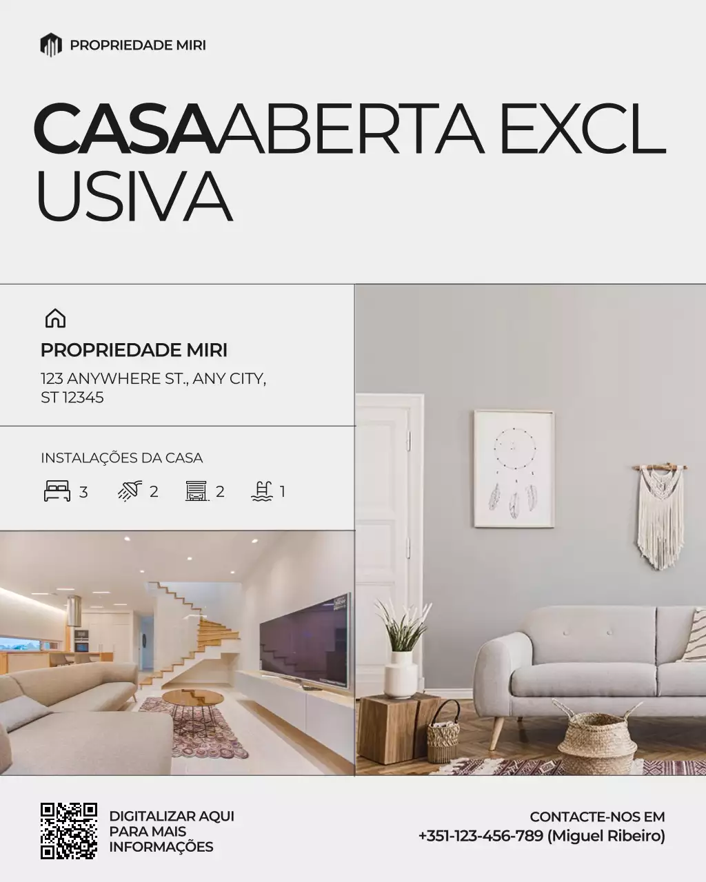 Postagem do Instagram de Open House em Cinza e Preto