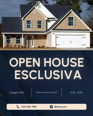 Promozione Open House immobiliare scandinava blu navy e crema