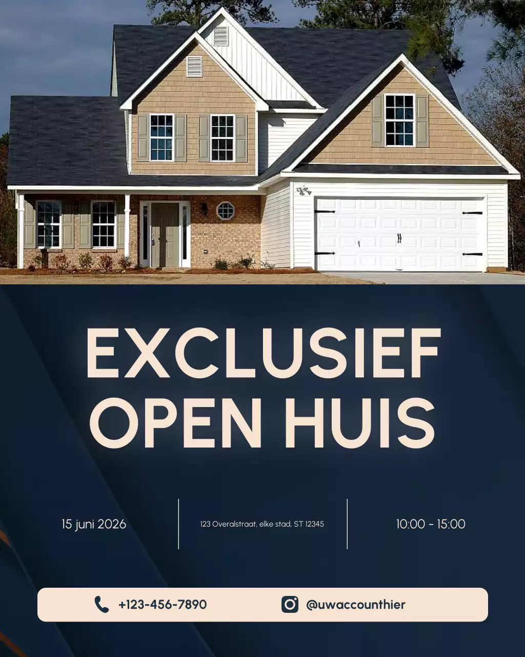 Open Huis Promotie voor Marineblauw en Crème Scandinavisch Vastgoed