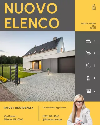 Post Instagram con annuncio immobiliare in bianco e nero