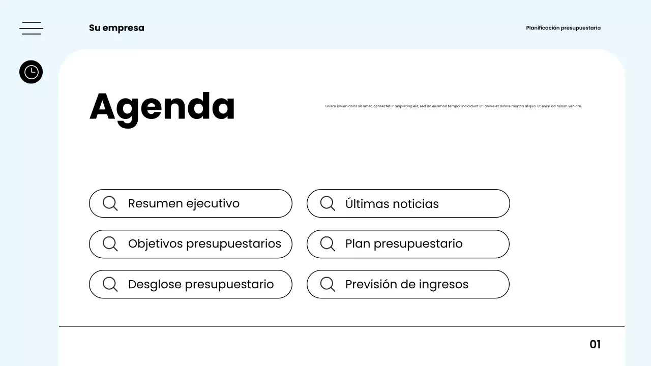 Guía de planificación de presupuesto moderna en blanco
