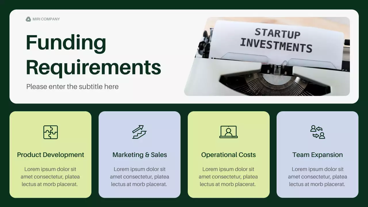 그린 프로페셔널 스타트업 자금 조달 제안서 프레젠테이션