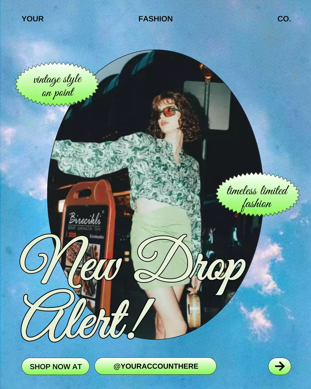 Blue and Green Fashion New Drop Alert Instagram Post