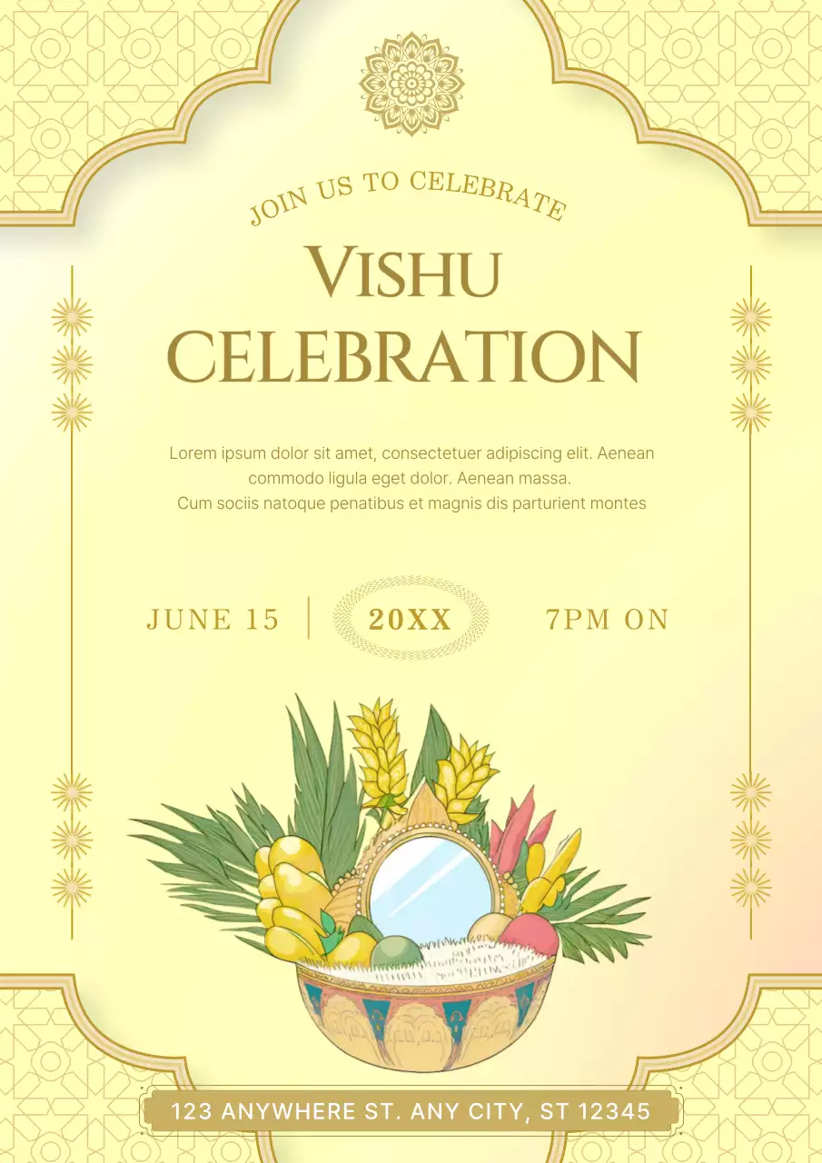 Yellow and Gold Traditional Celebration Invitation Poster