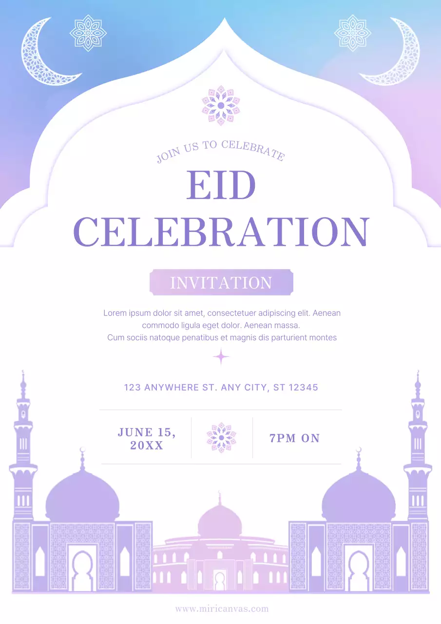 Purple Elegant Eid Invitation Poster