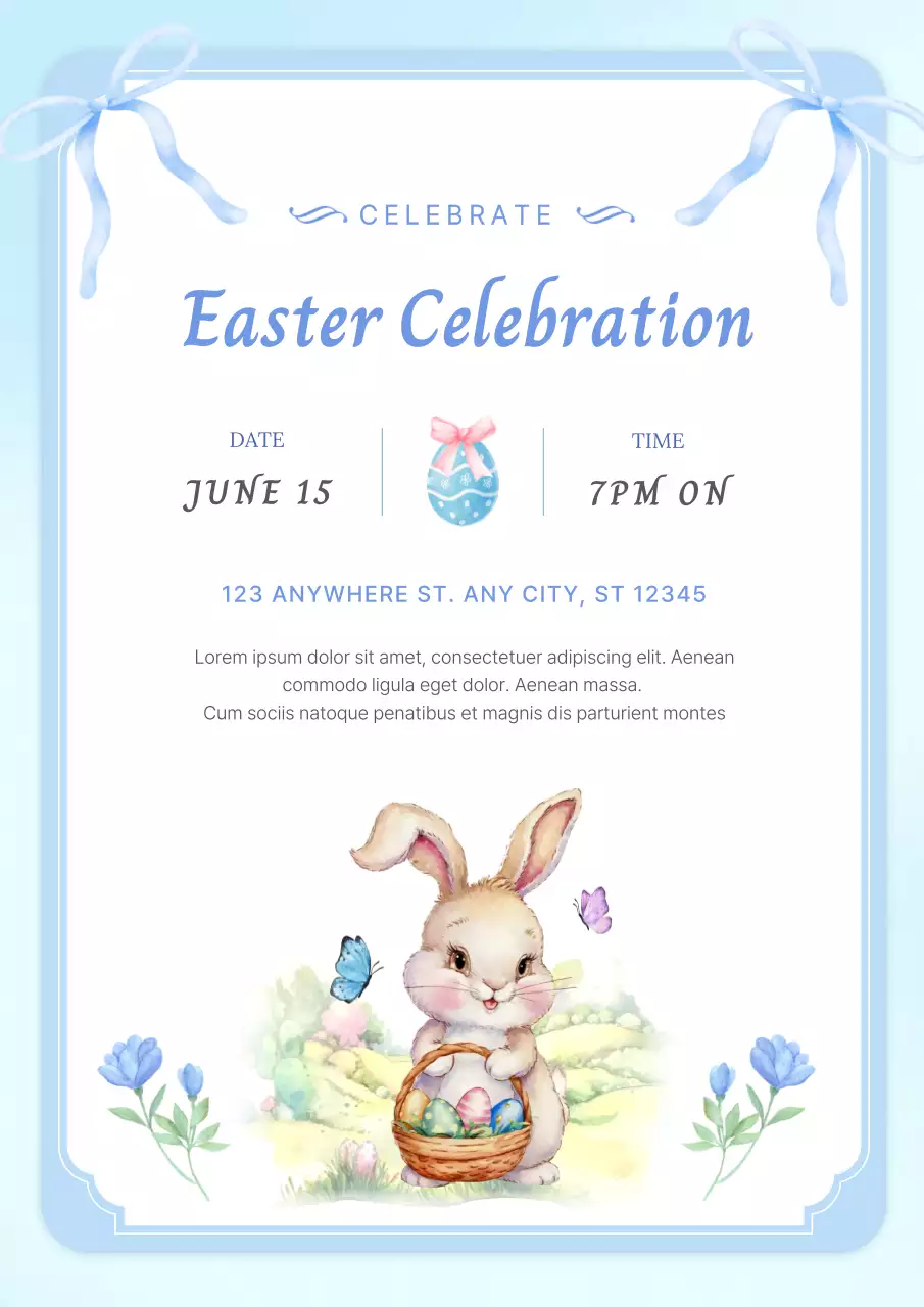 Blue Elegant Easter Invitation Poster