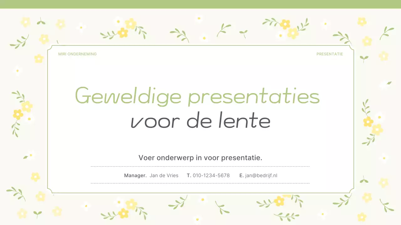 Een voorstel voor een schattige lentebloem in geel en limoengroen