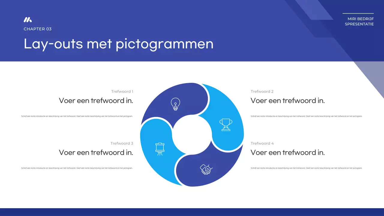 Een eenvoudig basisrapport in blauw en marineblauw