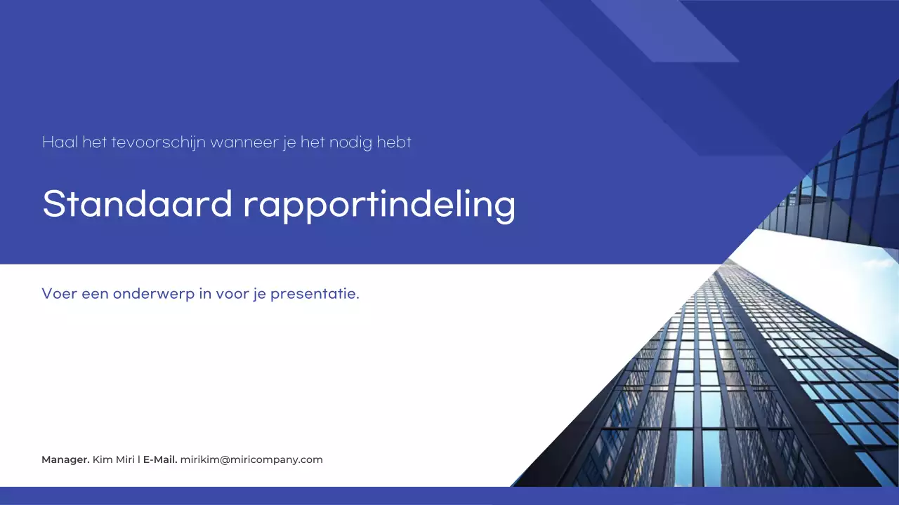 Een eenvoudig basisrapport in blauw en marineblauw