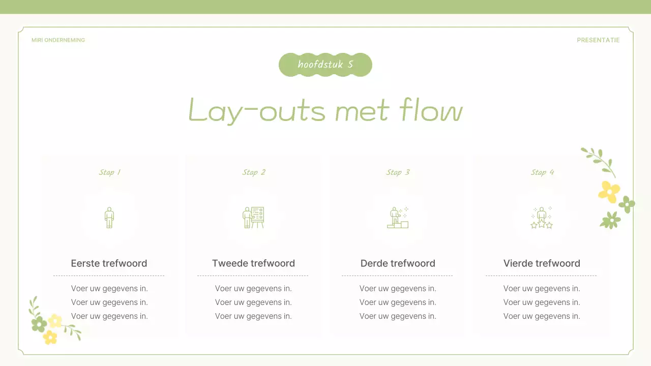 Een voorstel voor een schattige lentebloem in geel en limoengroen