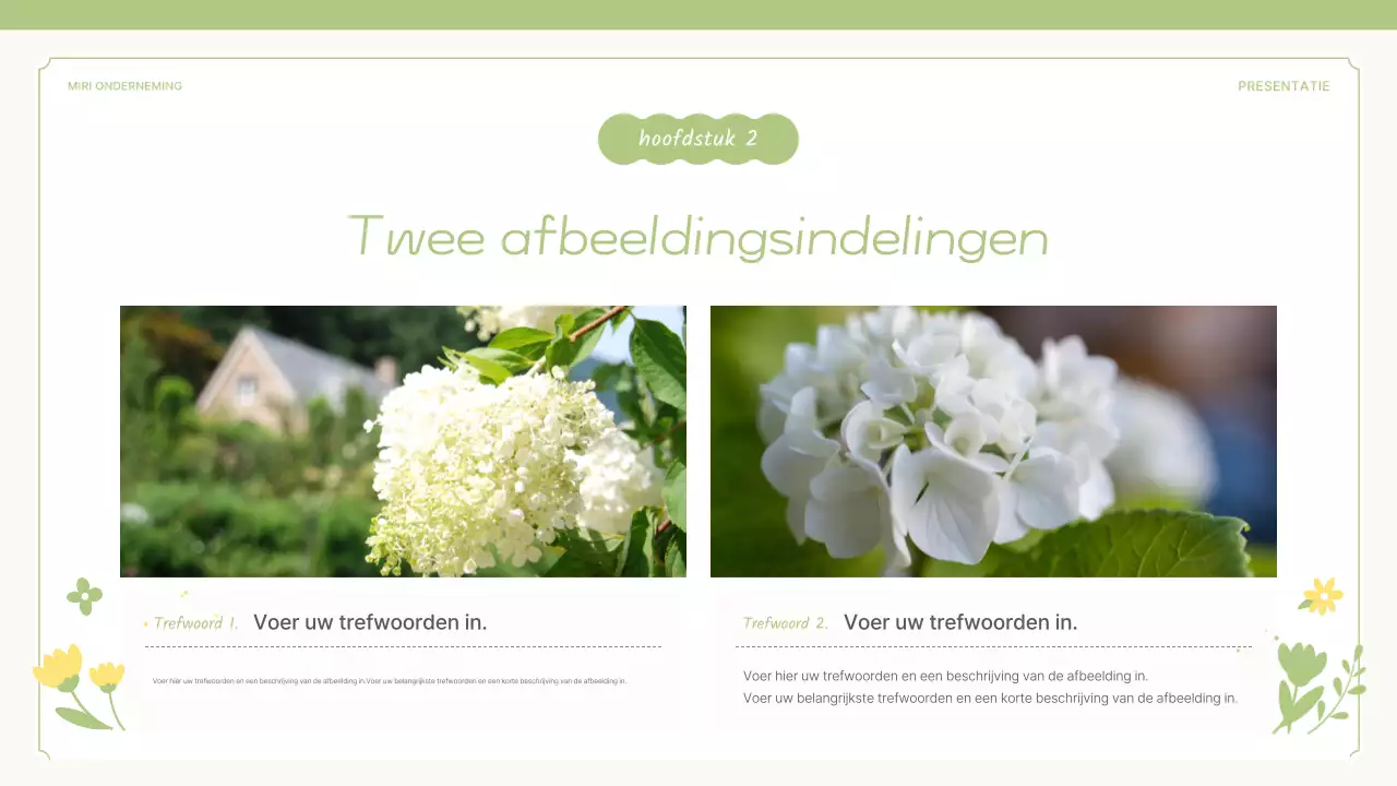 Een voorstel voor een schattige lentebloem in geel en limoengroen