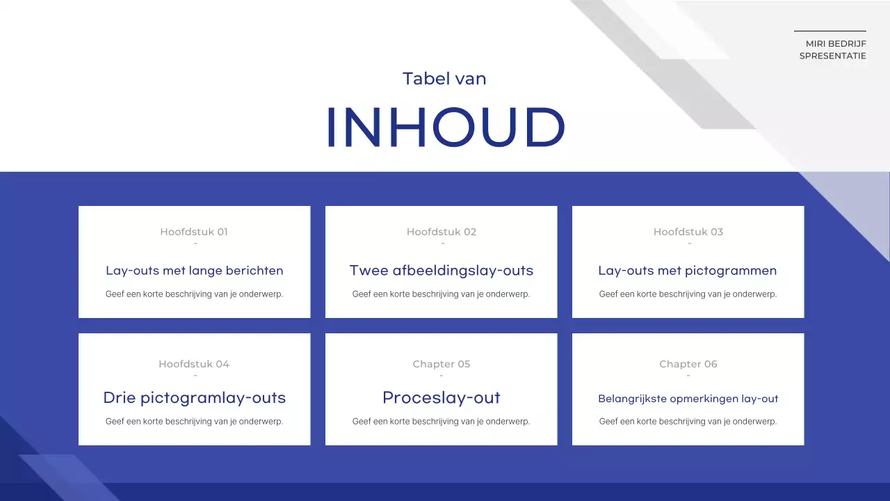 Een eenvoudig basisrapport in blauw en marineblauw