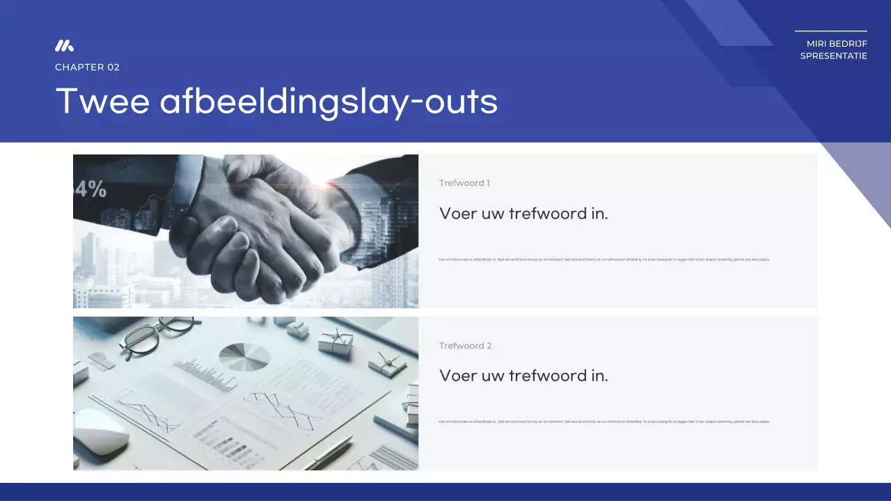 Een eenvoudig basisrapport in blauw en marineblauw