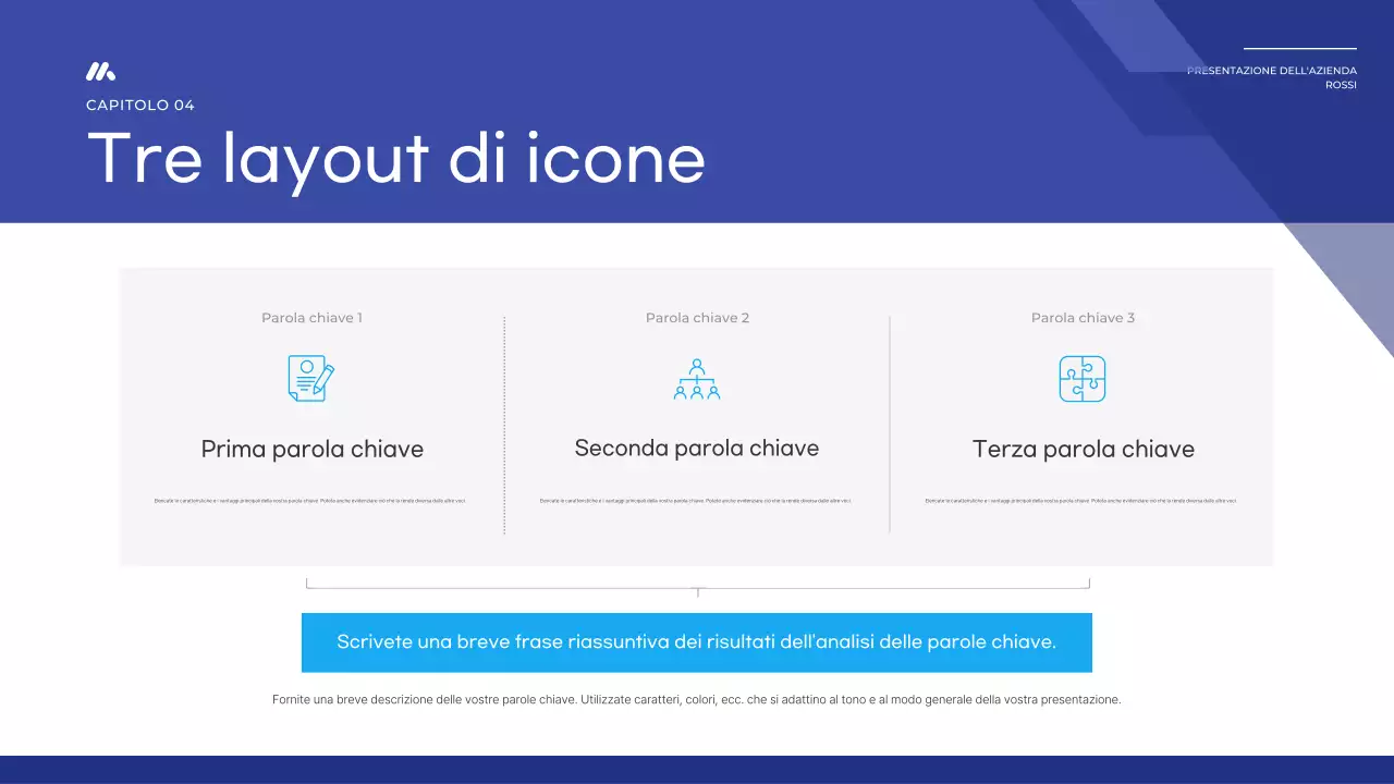 Un semplice report di base in blu e blu navy