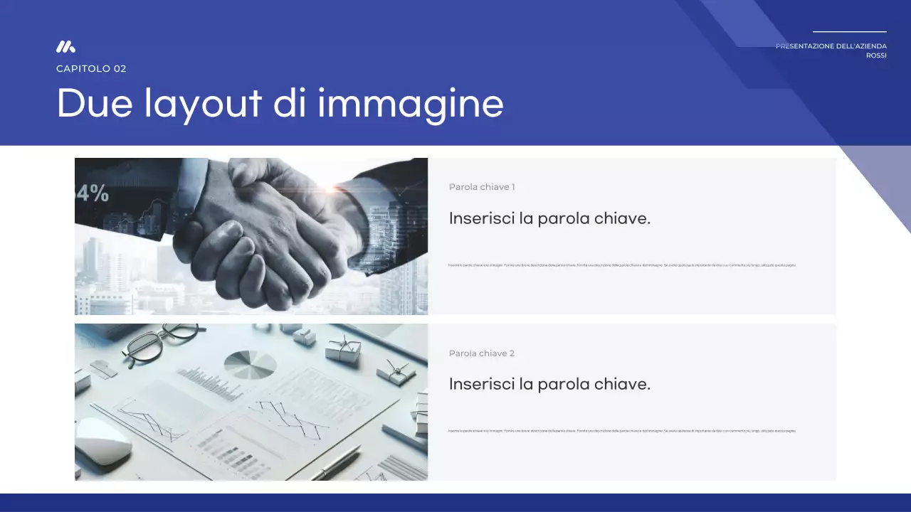 Un semplice report di base in blu e blu navy