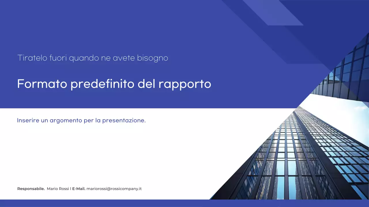 Un semplice report di base in blu e blu navy
