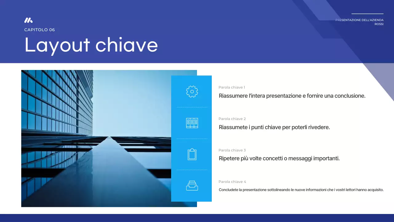 Un semplice report di base in blu e blu navy